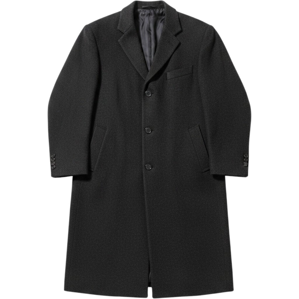 Mens Charcoal Wool Cashmere Blend Long Overcoat Button Front Trench Coat Xl 2xl